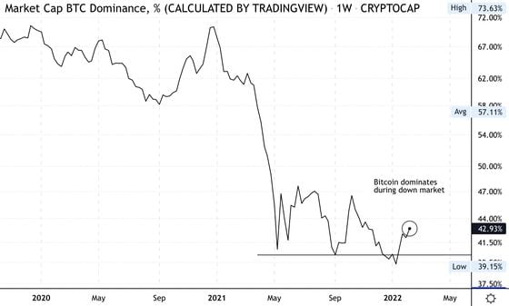 The bitcoin dominance ratio (CoinDesk, TradingView)