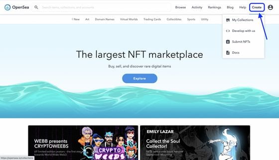OpenSea, un marketplace de NFT construido sobre Ethereum 