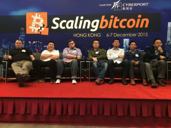 Onstage at the 2015 Scaling Bitcoin conference in Hong Kong