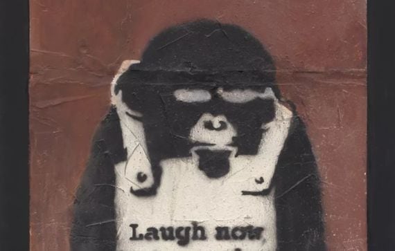Banksy's "Laugh Now Panel A," 2002