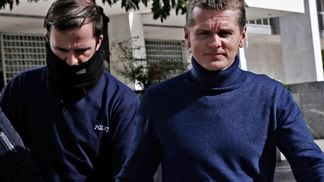 The Russian bitcoin fraud suspect Alexander Vinnik escorted to the Supreme Court to examine the request of U.S.A for extradition of the accused in U.S.A, Athens, Greece on Nov. 15, 2017.
