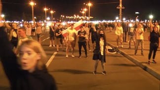 Protestors on the streets in Belarus after the 2020 presidential election. (YouTube) 