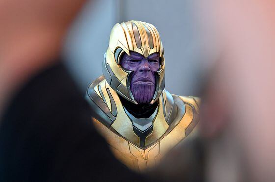A cosplayer dressed as Thanos attends New York Comic Con 2019.