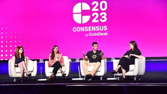 Left to right: Lauren Stephanian, Pantera Capital; Jalak Jobanputra, Future Perfect Ventures; Adam Draper, Boost VC; and Tracy Wang, CoinDesk (Shutterstock/CoinDesk)