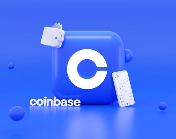 Coinbase logo icon against a blue background.
