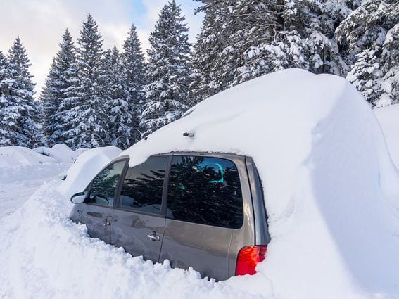 CDCROP: Car almost totally buried in snow (Pierre-Yves Babelon/Getty Images)