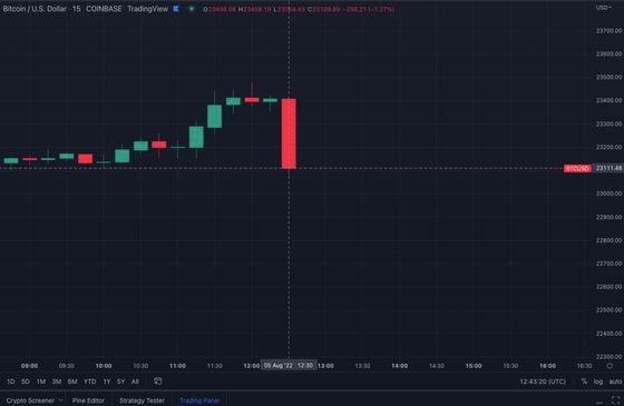 Gains early Friday in the bitcoin (BTC) price appeared to reverse after a U.S. government report on the July employment situation showed the economy adding 528,000 jobs during the month, or twice what economists had forecast.