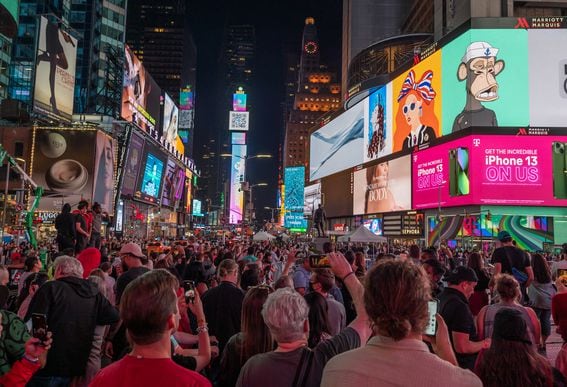 NFT art in Times Square  (Photo by Noam Galai/Getty Images)