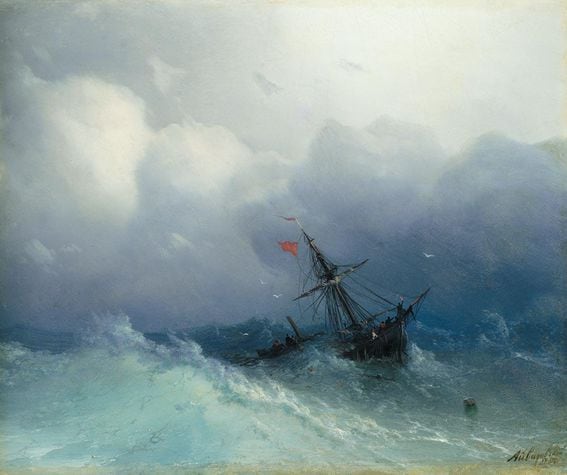 Ivan Aivazovsky, "Shipwreck on Stormy Seas" (Credit: Sotheby's/Wikimedia Commons)