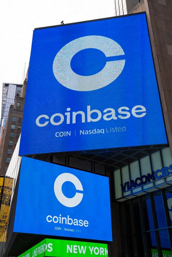Coinbase opened with a $102 billion valuation at its initial public offering. (Robert Nickelsberg/Getty Images)