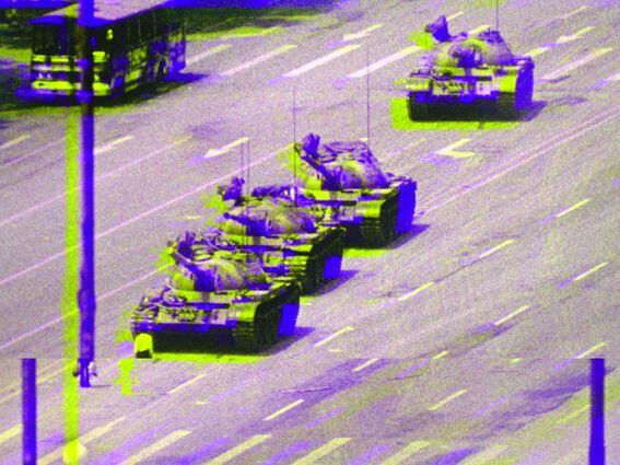1989 Tiananmen Square protest. (Creative Commons, modified by CoinDesk)
