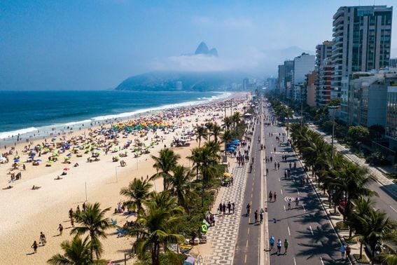 A Sunny Sunday at the Beaches in Rio de Janeiro Amidst High Numbers of Infected People by the Coronavirus (COVID - 19)