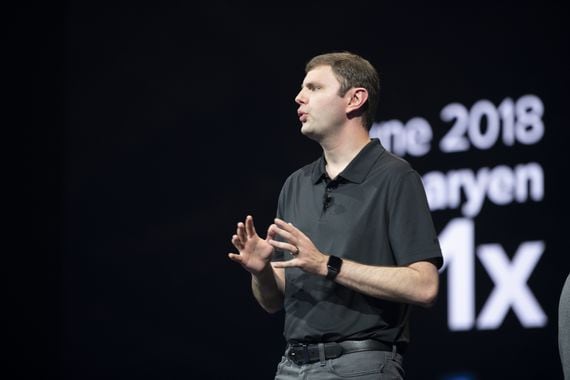 Dan Larimer speaks at the Voice launch event in Washington, D.C., June 2019.