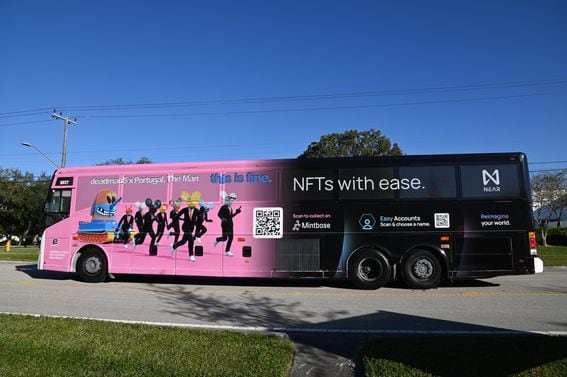 The artists rolled into Miami with a wrapped bus touting their new NFT project.