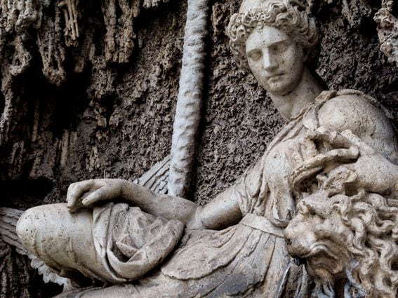 One of the four fountains on the Four Fountains crossroads representing the goddess Juno, Rome, Italy