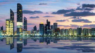 Abu Dhabi skyline at dusk