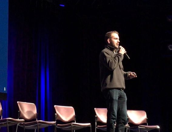 OpenSea's Devin Finzer speaking at NFT.NYC in 2019. (CoinDesk archives)