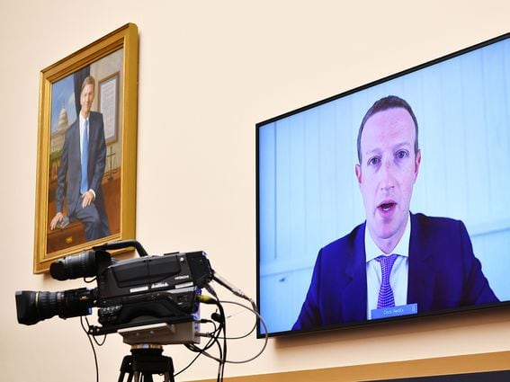 CDCROP: Facebook CEO Mark Zuckerberg testifies before the House Judiciary Subcommittee on Antitrust, Commercial and Administrative Law on Online Platforms and Market Power in the Rayburn House office Building, July 29, 2020 (Mandel Ngan-Pool/Getty Images)