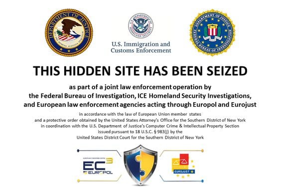 Alert placed on the Silk Road 2.0's homepage following its seizure by the U.S. government and European law enforcement. (Credit: FBI)
