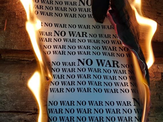 burning no war statement