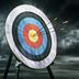 CDCROP: Archery target with arrows, dark clouds in background