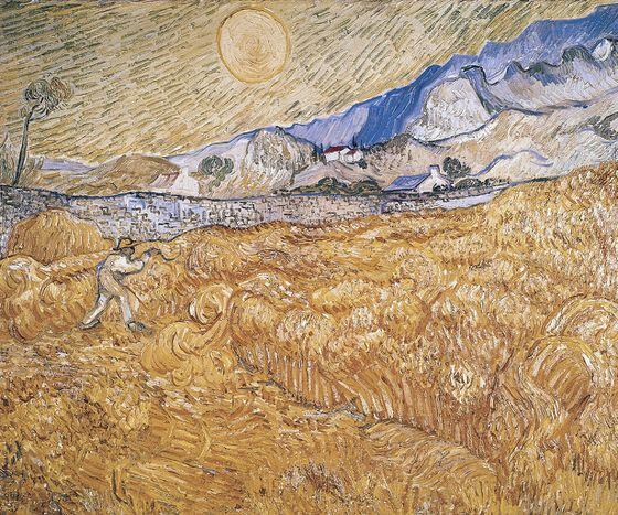 Vincent van Gogh (1853 - 1890), "Wheatfield with a Reaper," Saint-Rémy-de-Provence, Sept. 1889. Oil on canvas, 73.2 cm x 92.7 cm. 
