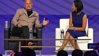 Galaxy Digital CEO Mike Novogratz talks to Bloomberg's Haslinda Amin at the Token 2049 conference in Singapore in September. (Sam Reynolds/CoinDesk)