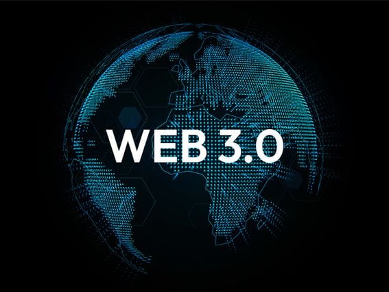 CDCROP: WEB 3.0 typography with 3d hologram globe, vector illustration (Getty Images)