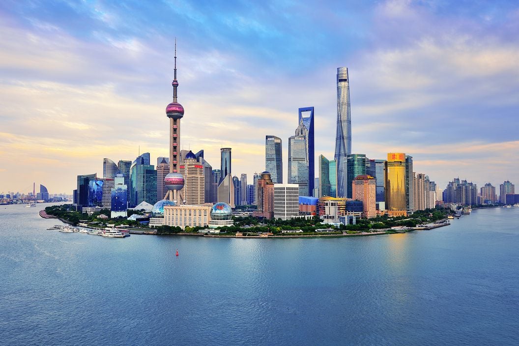 Shanghai Skyline Panoramic at Sunset (Getty Images)