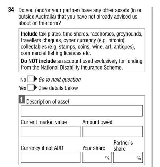 Australian government pension form mentions bitcoin