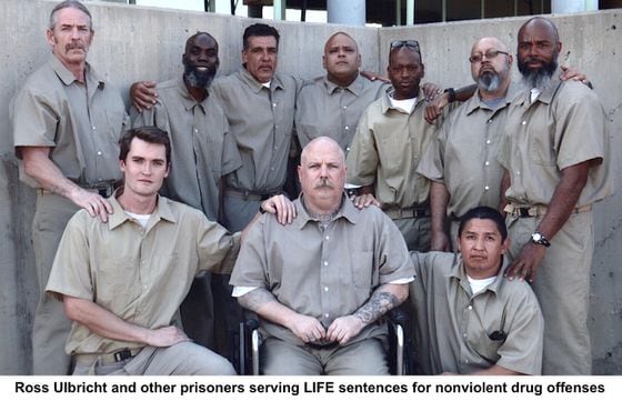 Ulbricht (bottom left) with other non-violent offenders