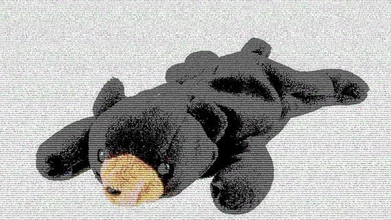 “Blackie,” a collectible Beanie Baby, sat on the desk of legendary American investor Bill Gross as a representation of a “bear” market. (National Museum of American History, modified by CoinDesk)