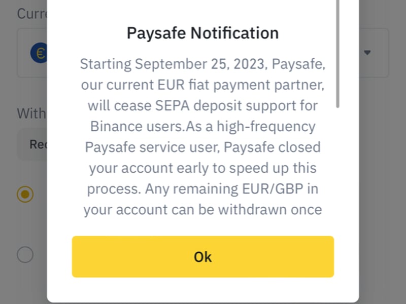 Screenshot of Paysafe account review notification. (Ervin Ursic Kovac)