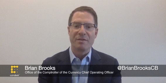 First Deputy Comptroller Brian Brooks speaks at CoinDesk's Consensus: Distributed. (CoinDesk archives)