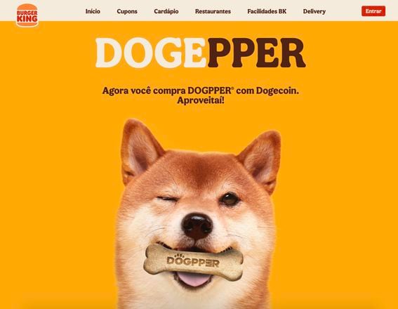 A promo image from Burger King Brazil advertising its DOGE payment option.