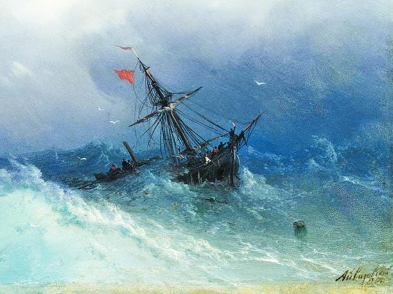CDCROP: Ivan Aivazovsky, "Shipwreck on Stormy Seas" (Sotheby's/Wikimedia Commons)