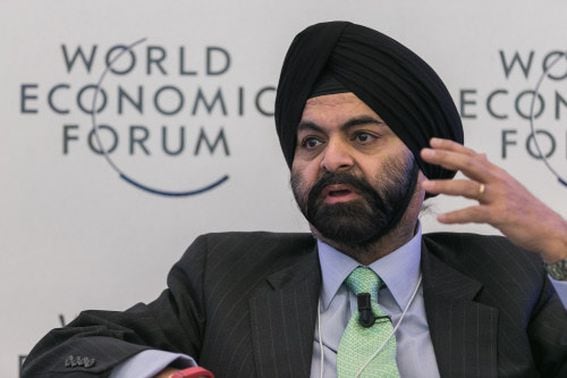 Mastercard CEO Ajay Banga at World Economic Forum 2015. Image courtesy of Mastercard