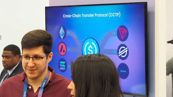 A CCTP demo at Circle’s Consensus 2023 booth in Austin, Texas (Danny Nelson/CoinDesk)