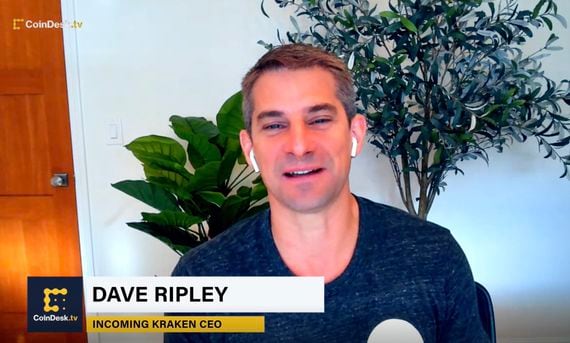 Screenshot of Dave Ripley, Kraken CEO, during an appearance on CoinDesk TV's "The Hash."