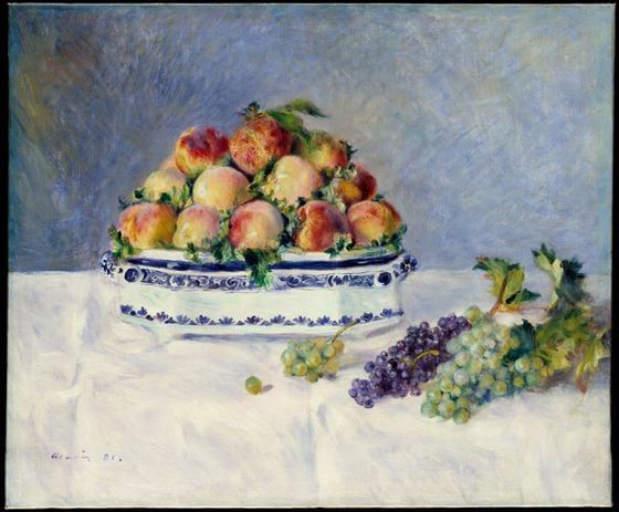 "Still Life with Peaches and Grapes" by Auguste Renoir