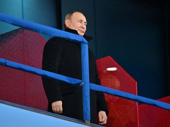 BEIJING, CHINA - FEBRUARY 04:  Russia's President Vladimir Putin attends the opening ceremony of the Beijing 2022 Winter Olympics at the Beijing National Stadium on Feb. 04, 2022 in Beijing, China. (Anthony Wallace/Getty Images)