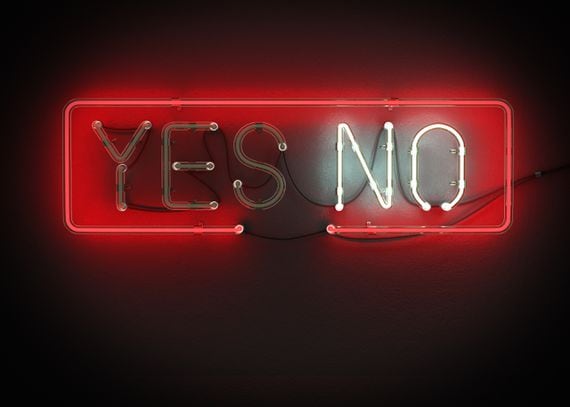Yes or No sign made from neon alphabet.