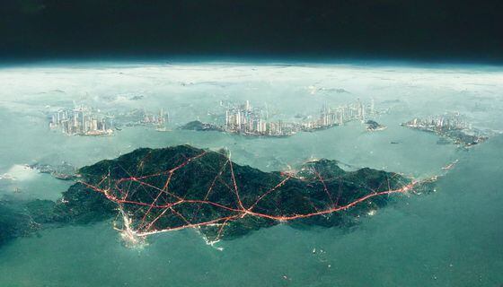 DO NOT USE: AI Artwork Hong Kong Network (DALL-E/CoinDesk)