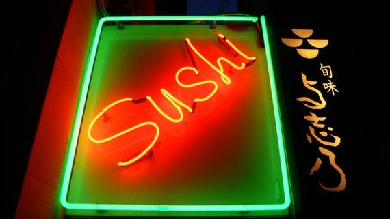 Neon sushi sign (Wikimedia Commons)