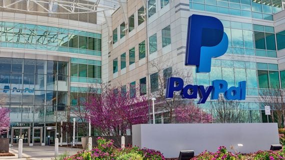 A large PayPal logo is on display outside its corporate HQ (Shutterstock)