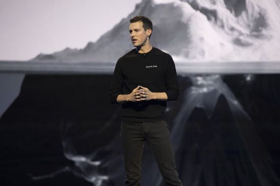 Block.one CEO Brendan Blumer speaks at the Voice launch event, June 2019.