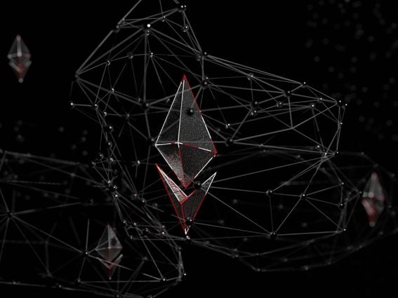 3D illustration of a network of ethereum