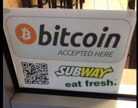 Bitcoin Accepted Here - Subway