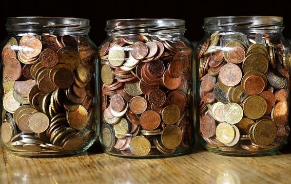 coins jars pensions savings