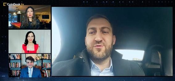 Michael Chobanian, founder of the Ukrainian crypto exchange Kuna, spoke on "First Mover" Wednesday. (CoinDesk TV screenshot)